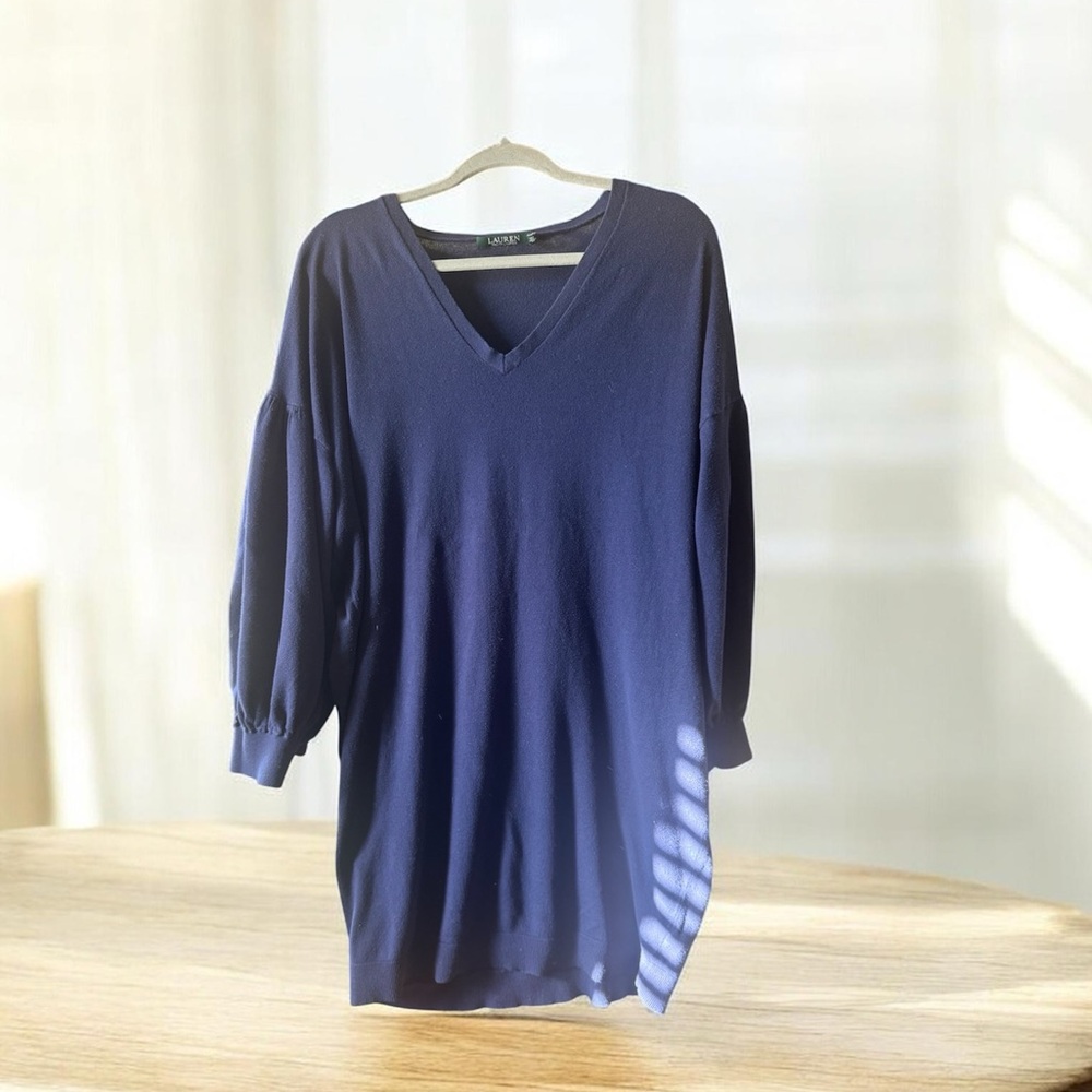 Lauren Ralph Lauren Navy V‑Neck Sweater Dress